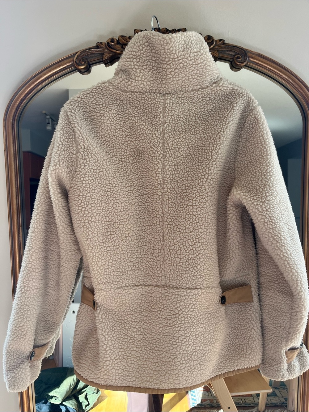 Patagonia Cream Sherpa Fleece Jacket with Tan Trim